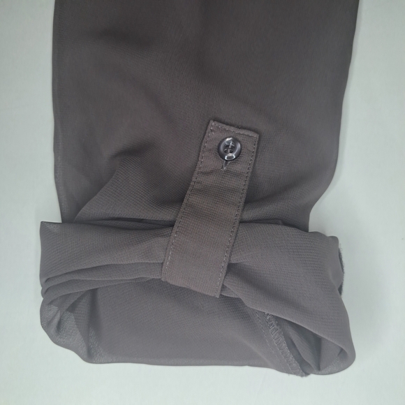 Studio Y Sheer Button Down Shirt Embellished Collar Gray Lavendar Size L #72 - Picture 9 of 11